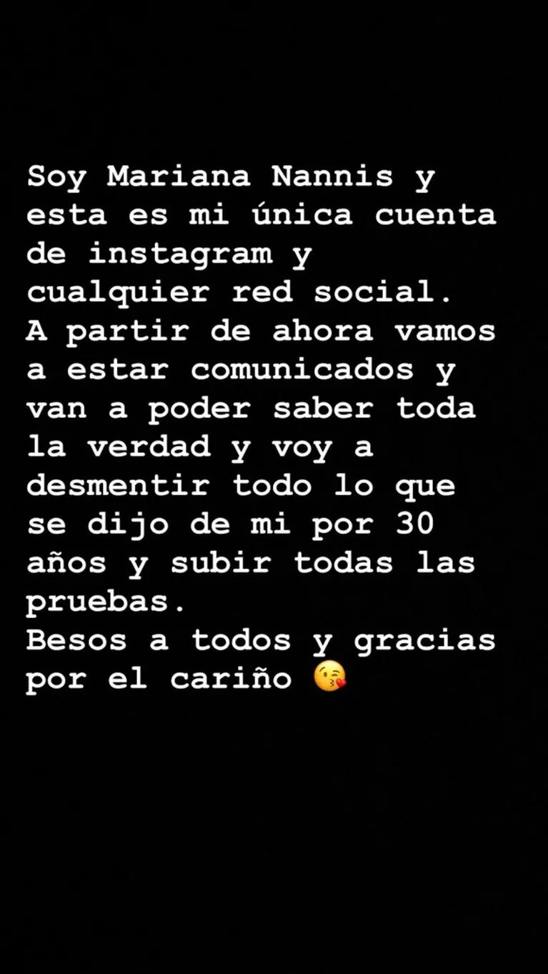 Bochornosos posteos de Mariana Nannis contra Claudio Caniggia y su novia, en su nueva cuenta de Instagram