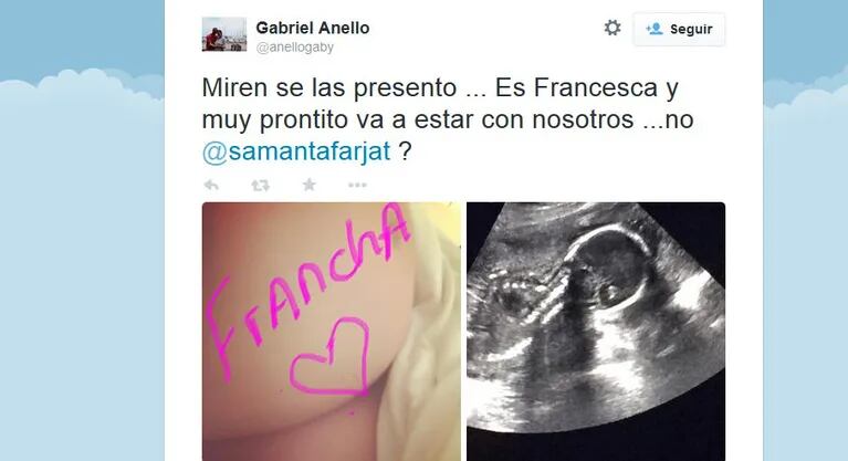 Samanta Farjat y Gabriel Anello serán papás. (Foto: Twitter)