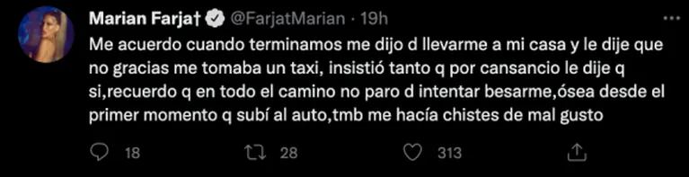 Marian Farjat apuntó contra Martín Salwe al contar un episodio que vivió con él en un auto: "No me dejaba bajar"