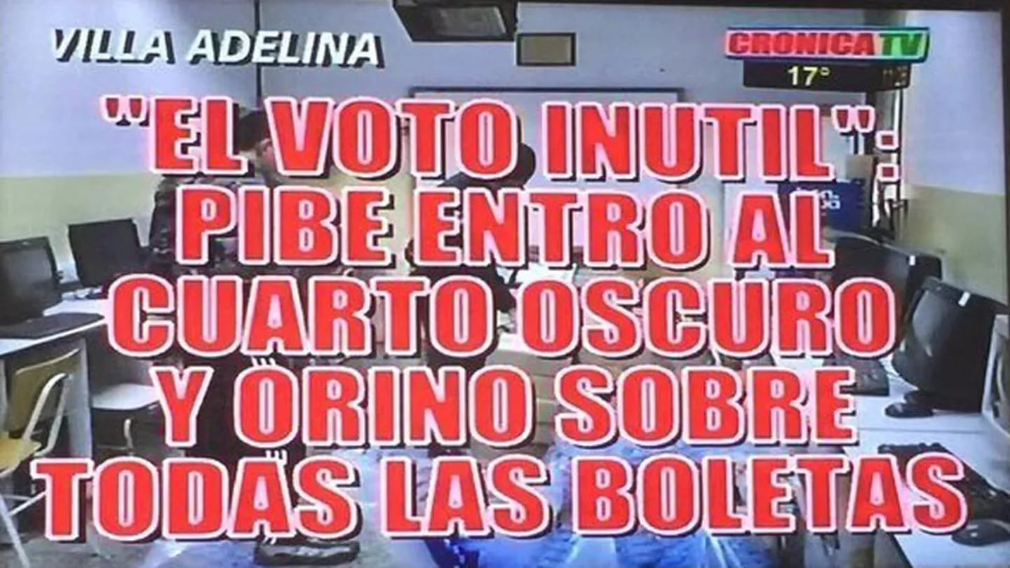 La placa roja de Crónica TV con el "voto inútil".