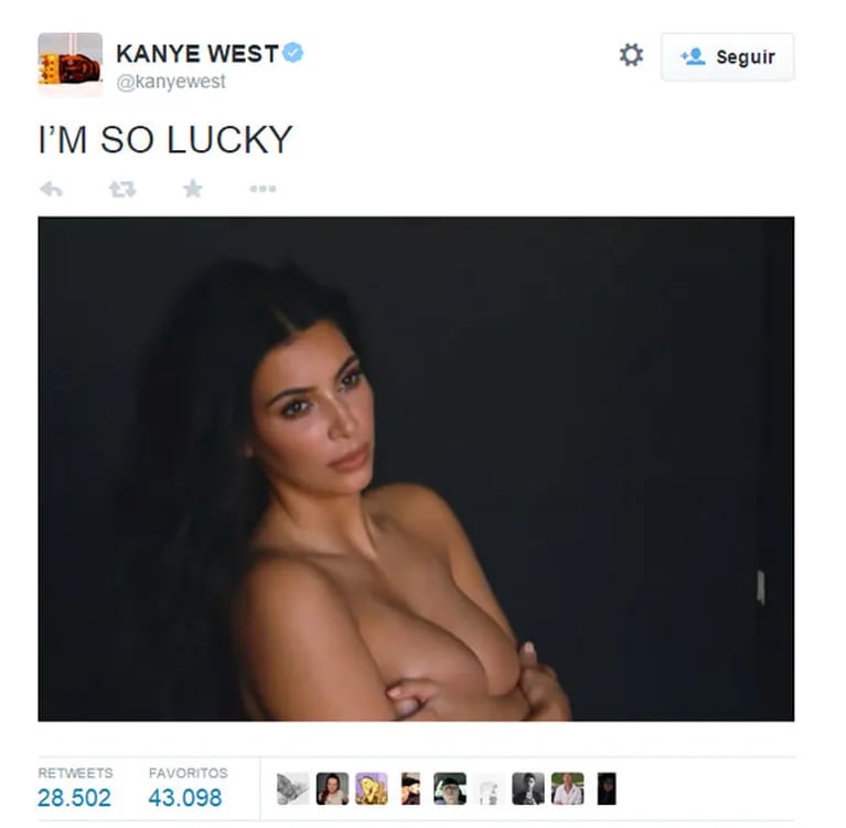 Kim Kardashian, desnuda en el Twitter de su marido (Fotos: Web). 