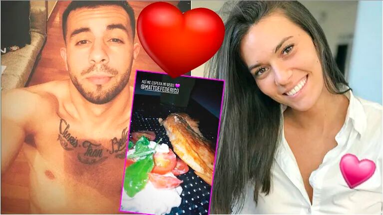 El primer posteo de Matías Defederico para su novia, con un romántico gesto (Fotos: Captura de Instagram Stories e Instagram)