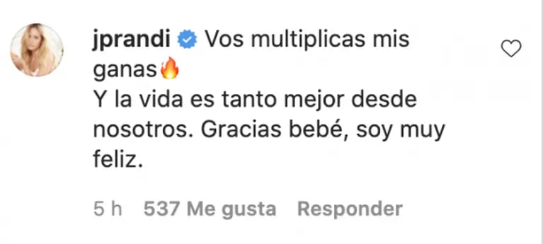 Apasionado posteo de cumpleaños de Emanuel Ortega a Julieta Prandi: "Desparramás alegría y mucha pasión"