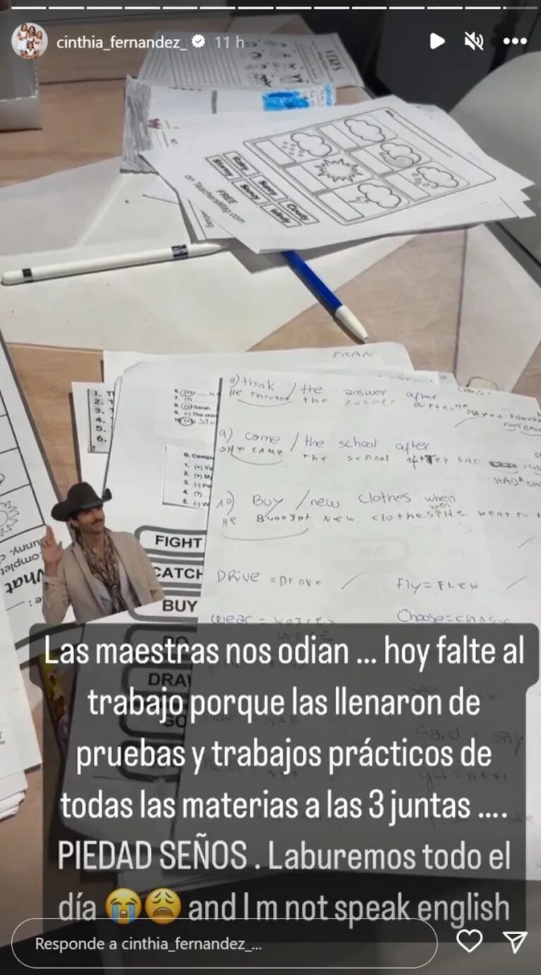 La bronca de Cinthia Fernández con las maestras de sus hijas: "Falté al trabajo porque las llenaron de pruebas"