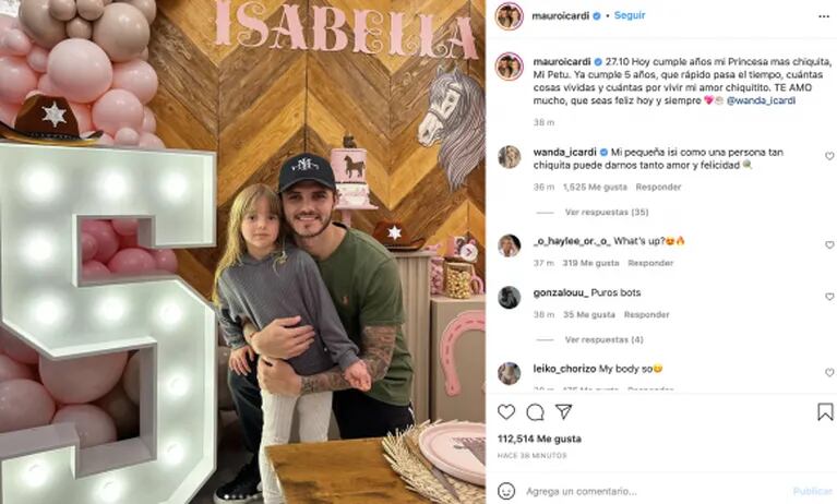 Los mensajes de Mauro Icardi y Wanda Nara por el cumpleaños de su hija Isabella tras el escándalo: "Qué rápido pasa el tiempo"