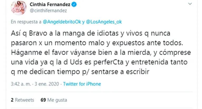 El furioso descargo de Cinthia Fernández contra quienes criticaron su llanto por Baclini: "Manga de idiotas"