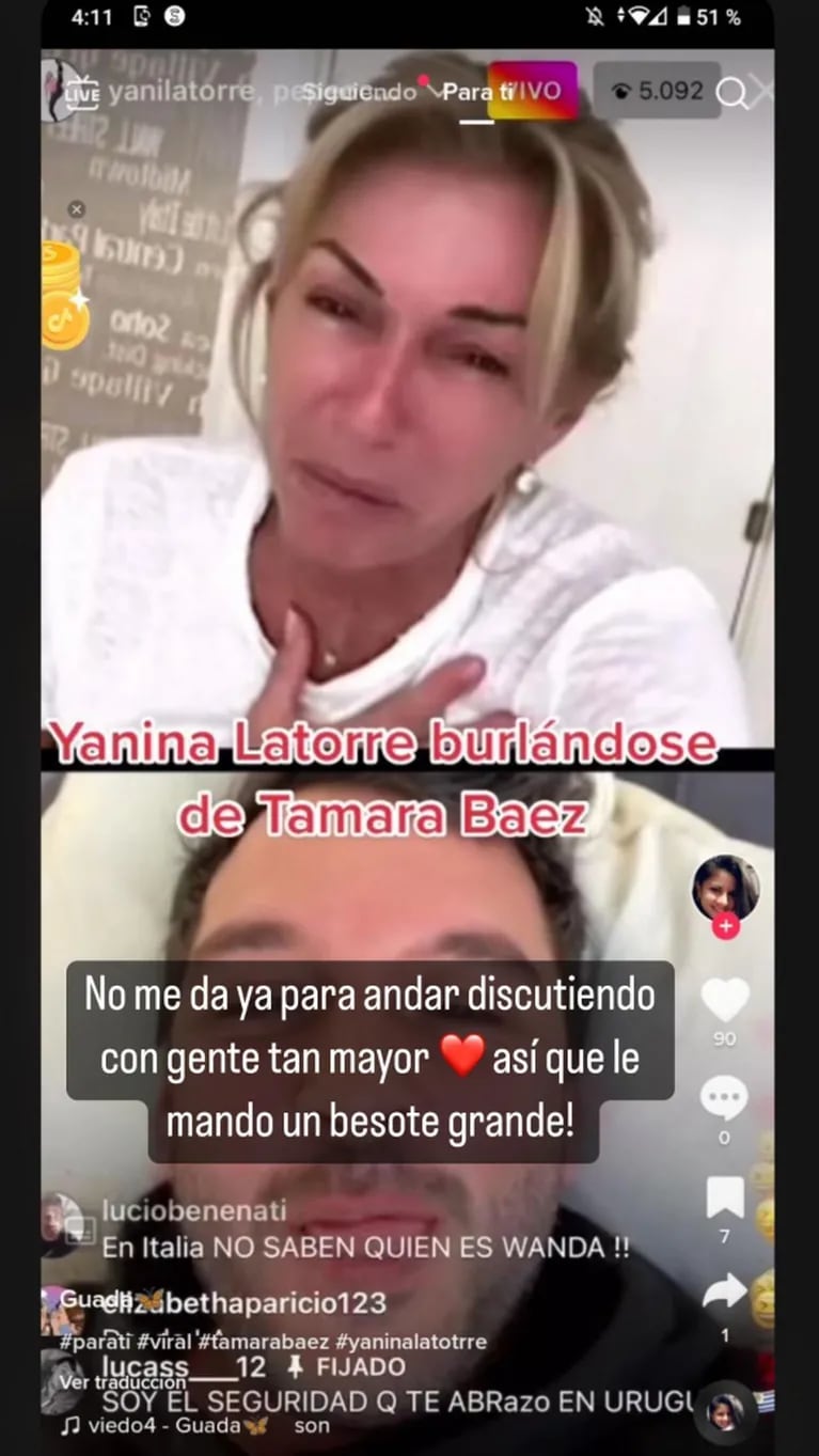 Tamara Báez, muy picante con Yanina Latorre tras las burlas de la panelista: "No me da discutir con gente tan mayor"