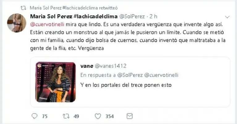 La dura respuesta de Sol Pérez a Marcelo Tinelli tras la polémica con Lourdes Sánchez