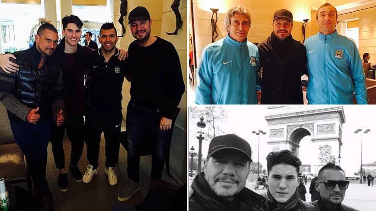 Marcelo Tinelli, Francisco, y el Tirri viajaron a París para ver al Kun Agüero. Foto: Twitter e Instagram