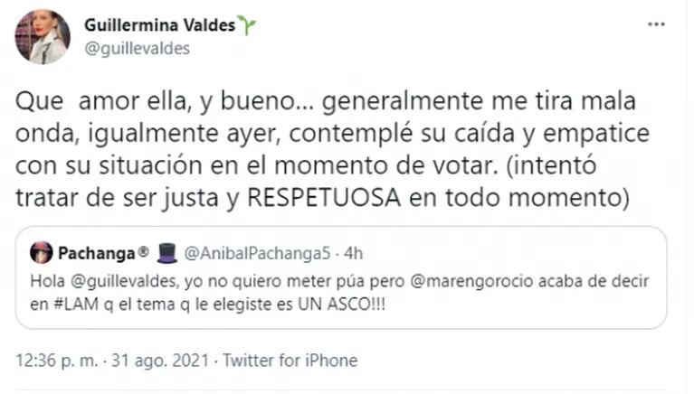 La reacción en vivo de Rocío Marengo por un furioso tweet de Guillermina Valdés contra ella: "Me quiero morir"