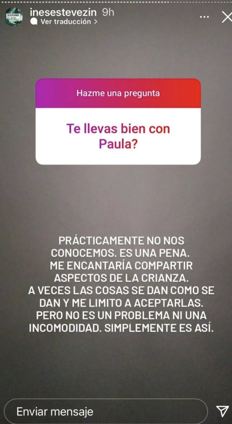 Inés Estévez habló por primera vez y sin filtros de su relación con Paula Morales, la actual pareja de Fabián Vena: "Es una pena"