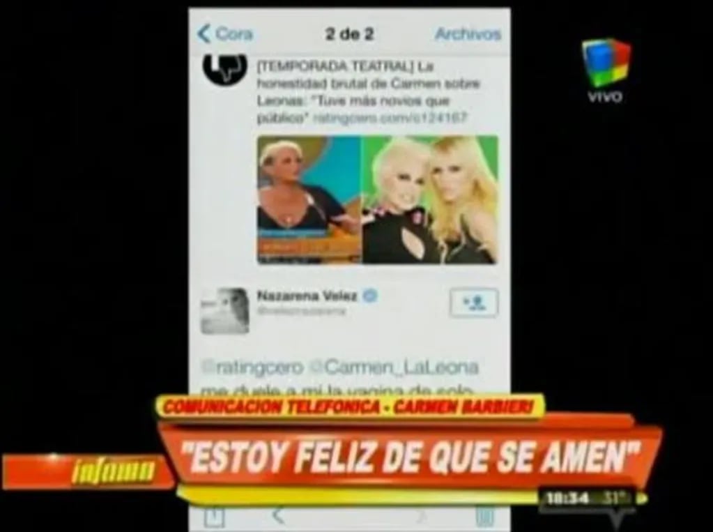 Carmen Barbieri: "Cuando me enteré del tweet de Nazarena Vélez, me puse a llorar"