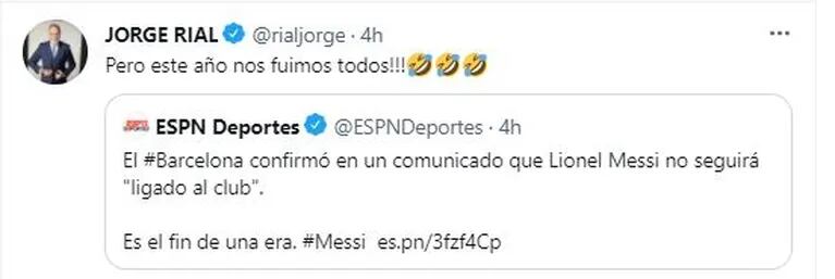 Jorge Rial comparó su salida de América con la desvinculación de Messi del Barcelona: "Te recibe el presidente y te despide el portero"