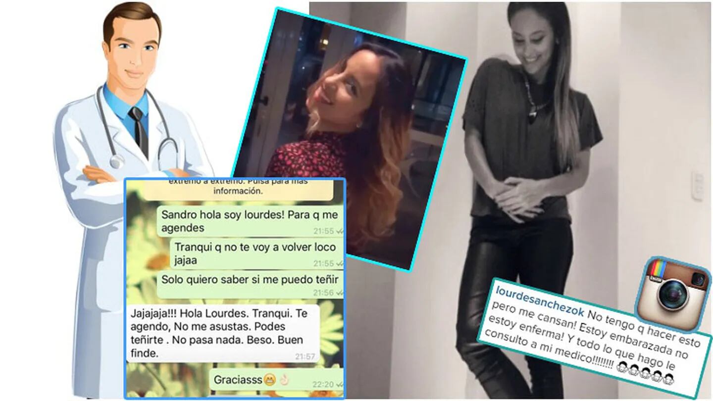 El chat que publicó Lourdes Sánchez con su médico tras las críticas por teñirse el pelo (Fotos: Web e Instagram)