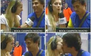 Boca campeón: Darío Cvitanich besó a Chechu Bonelli en plena entrevista
