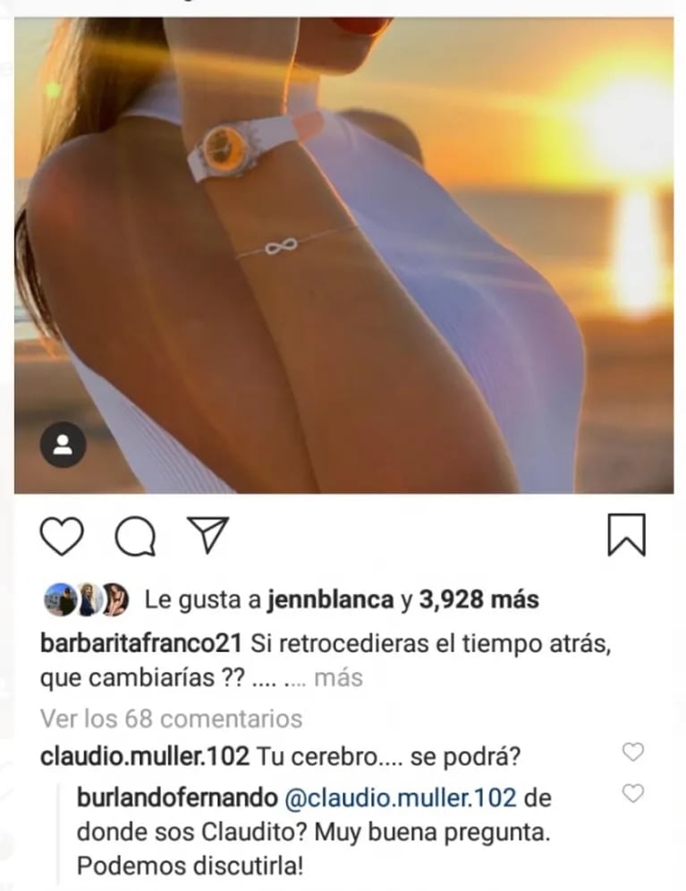 Picante reacción de Fernando Burlando a un seguidor que ofendió a Barby Franco: "¿De dónde sos? Podemos discutir lo que dijiste"