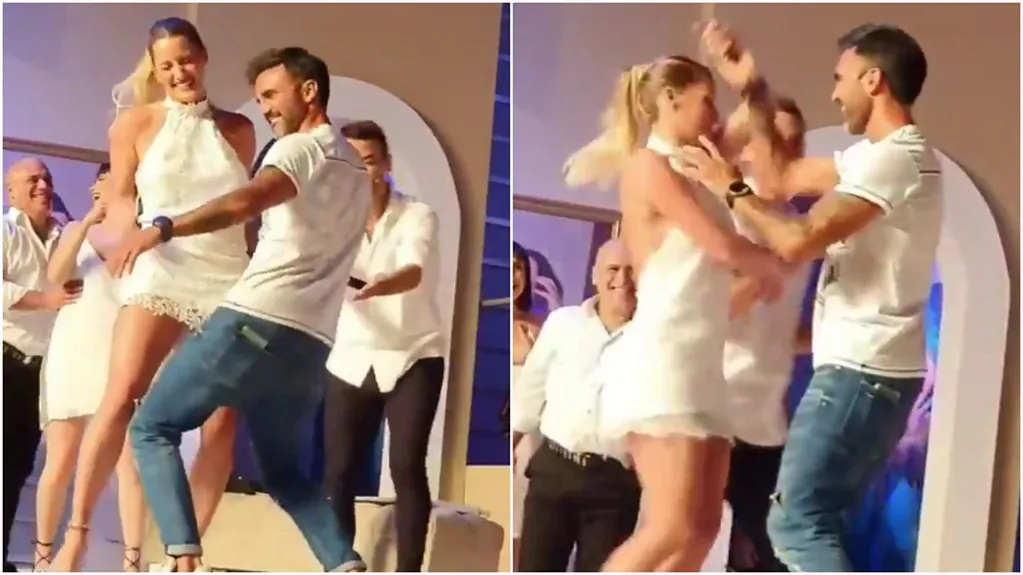 El baile de Fabián Cubero con Mica Viciconte arriba del escenario