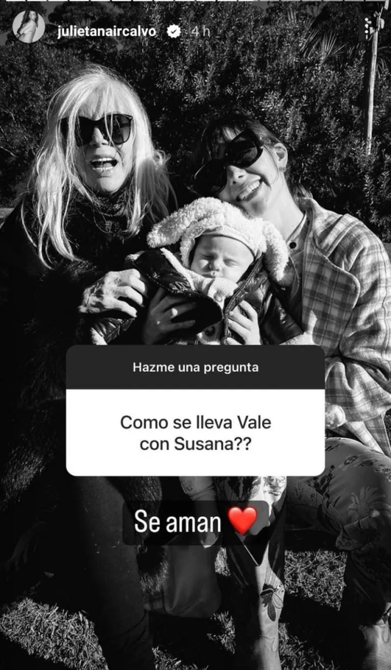 Julieta Nair Calvo contó cómo se lleva su bebé Valentino con Susana Giménez