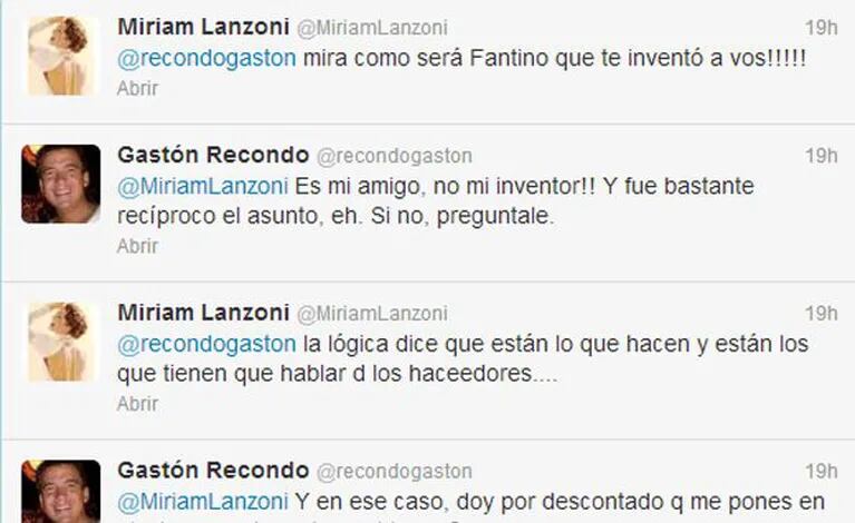 El picante cruce tuitero de Miriam Lanzoni y Gastón Recondo (Foto: captura de Twitter).