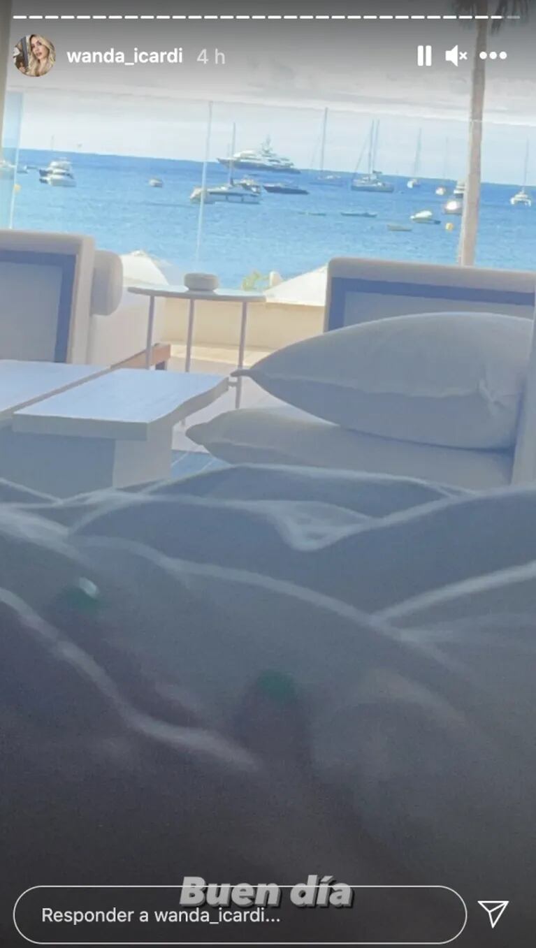 Wanda Nara aterrizó con sus hijas en Ibiza y celebró con fotos de su paradisíaca estadía: "¡Buen día!"
