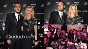 Eliana Guercio y Sergio Romero, puro glamour en la gala de Unicef (Fotos: AFP e Instagram). 