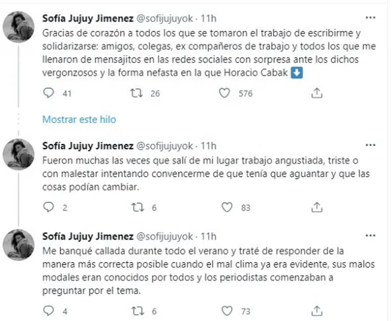 Fuerte descargo de Jujuy Jiménez contra Horacio Cabak: "Es horroroso escuchar a un compañero hablar así"