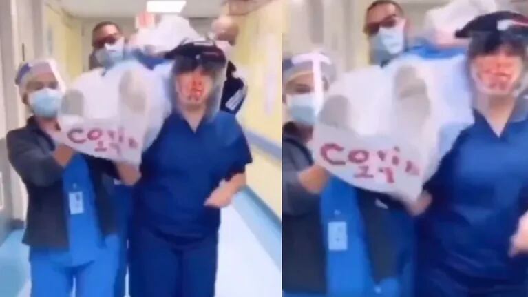 Le pifiaron: un grupo de enfermeros hizo un video donde aparentan bailar con un cadáver. 